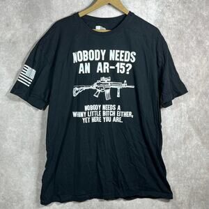 Unbranded Mens Shirt‎ XXL Black Nobody Needs An AR-15 Graphic Print Short Sleeve